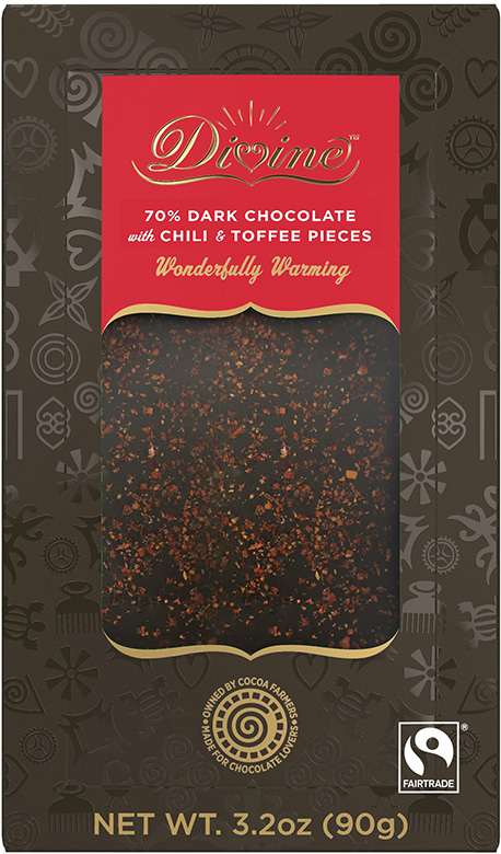 Image of Dark Chocolate with Chili & Toffee Pieces Packaging