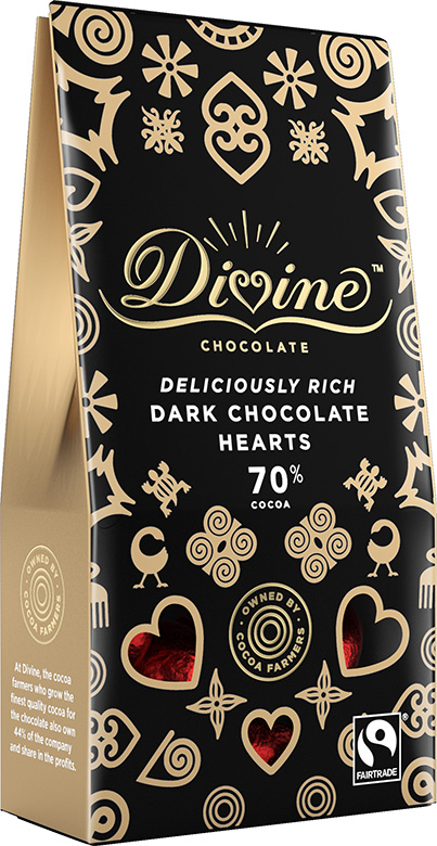 Image of 70% Dark Chocolate Hearts Packaging