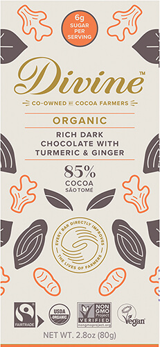 85% Dark Chocolate With Turmeric & Ginger Organic - Click for more information, or use your TAB key to go to purchase options