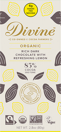 85% Dark Chocolate with Refreshing Lemon Organic - Click for more information, or use your TAB key to go to purchase options