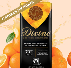 70% Dark Chocolate with Ginger and Orange Divine Bar